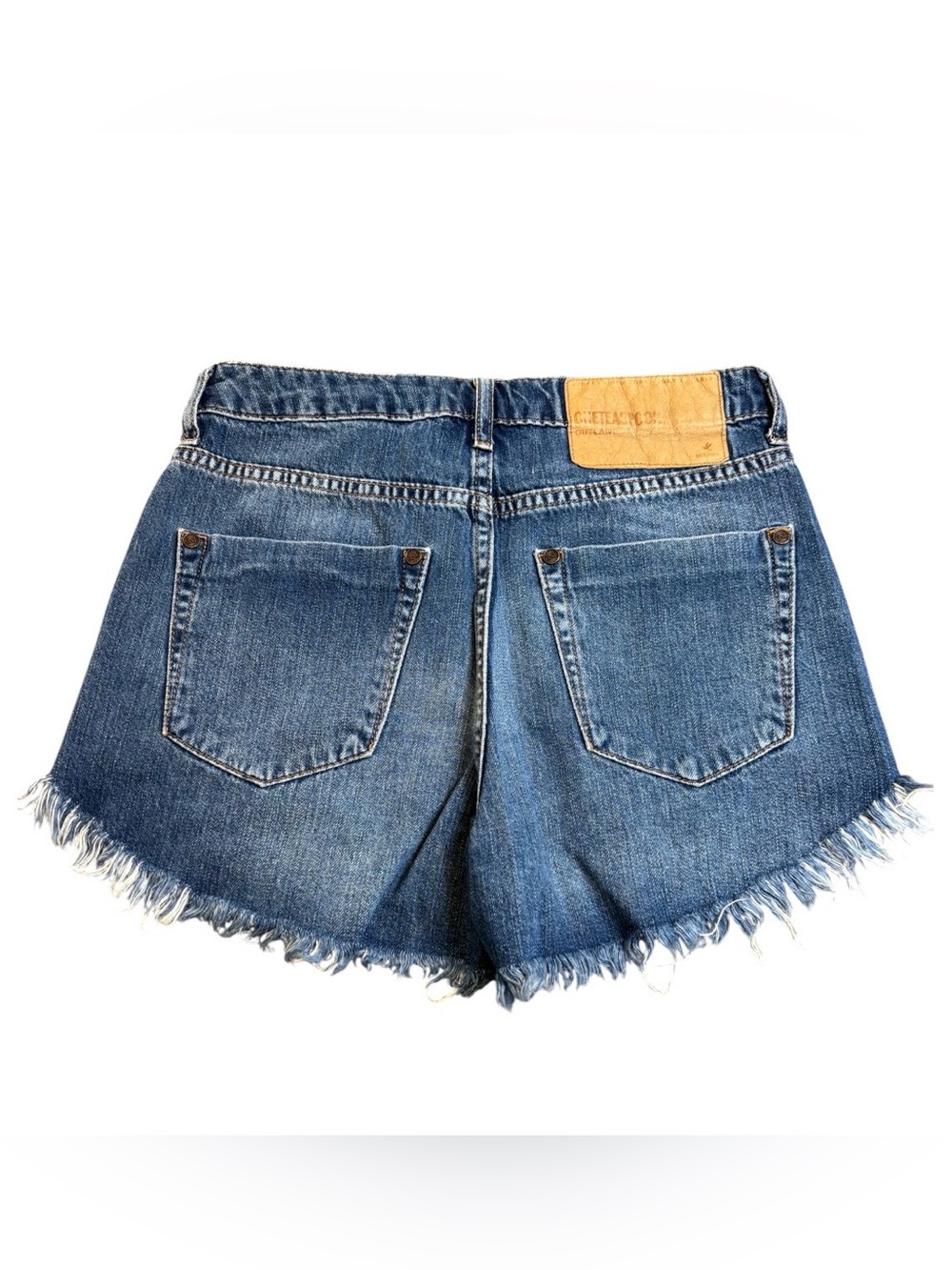 One Teaspoon Organic Denim Hawks Shorts Size 23 Blue Distressed Frayed Hem - Picture 2 of 12